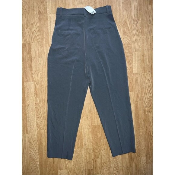 H&M Dress Pants Size 8 Gray Tapered High Rise Pleated Front Pockets New B1 NWTS - Picture 12 of 13